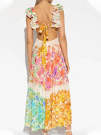 Meadow | Damska Elegancka Sukienka Maxi W Kwiaty Z Dekoltem V