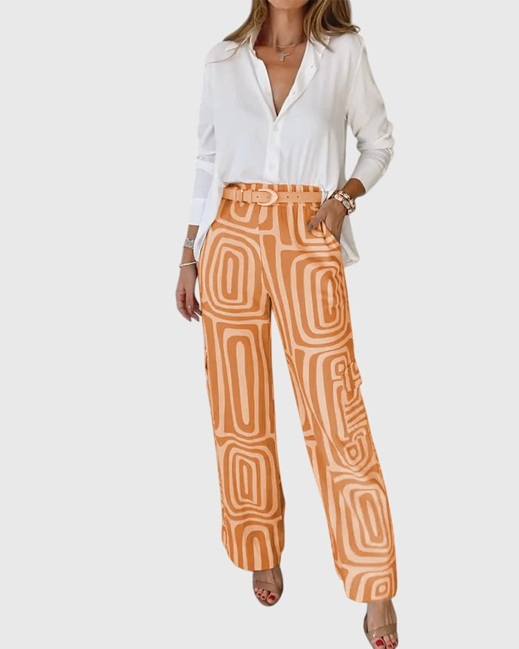 Karolinka | Women's Patterned High-Waisted Pants