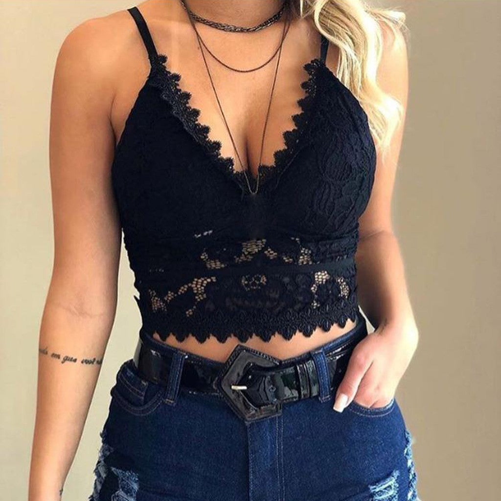Samen | Top da donna in pizzo con spalline e scollo a V