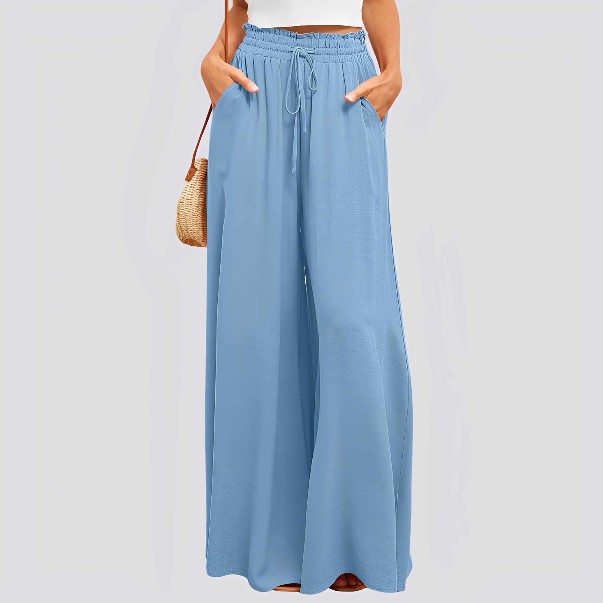 Nara | Women's Wide-Leg Pants with Elastic Waist