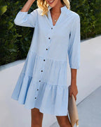 Luna | Abito Camicia Donna a Quadri con Bottoni Taglio Largo