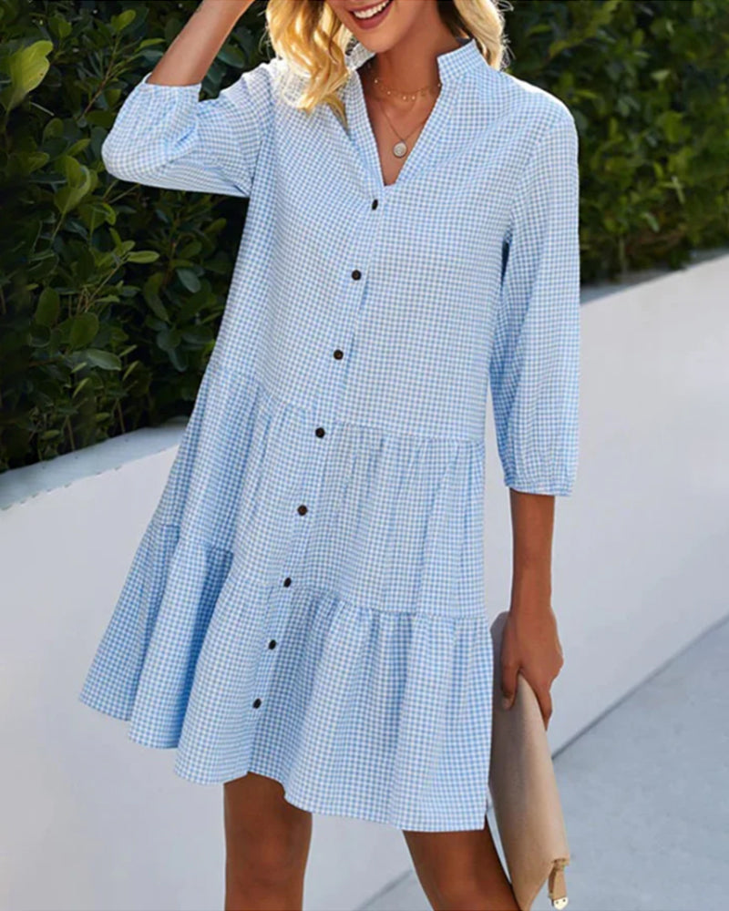 Luna | Abito Camicia Donna a Quadri con Bottoni Taglio Largo