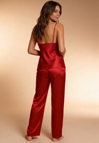 Lunaria | Completo Pigiama Donna Elegante in Raso con Spalline e Pantaloni Lunghi