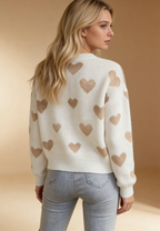 Merelise | Maglione Donna con Motivo a Cuori Casual