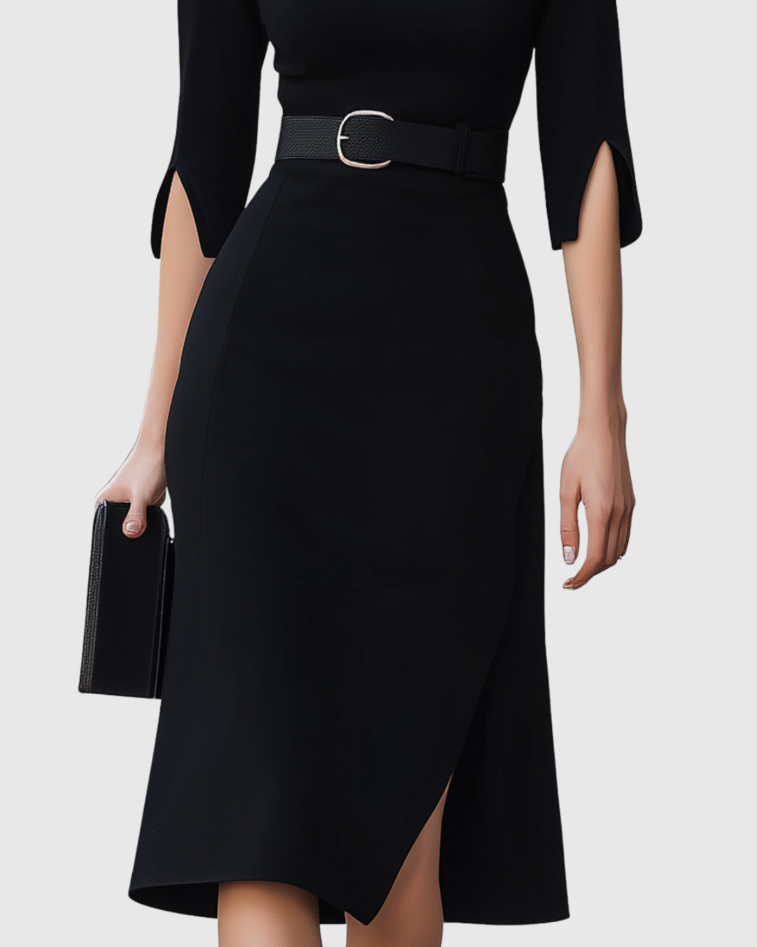 Caviera | Abito Midi Elegante da Donna con Cintura per l'Ufficio