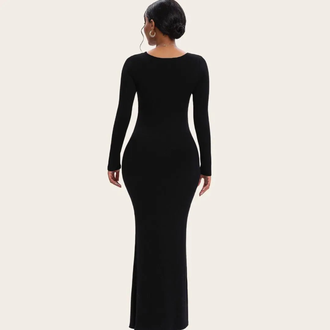 Peyton | Modelująca Sukienka Maxi Shapewear z Długim Rękawem