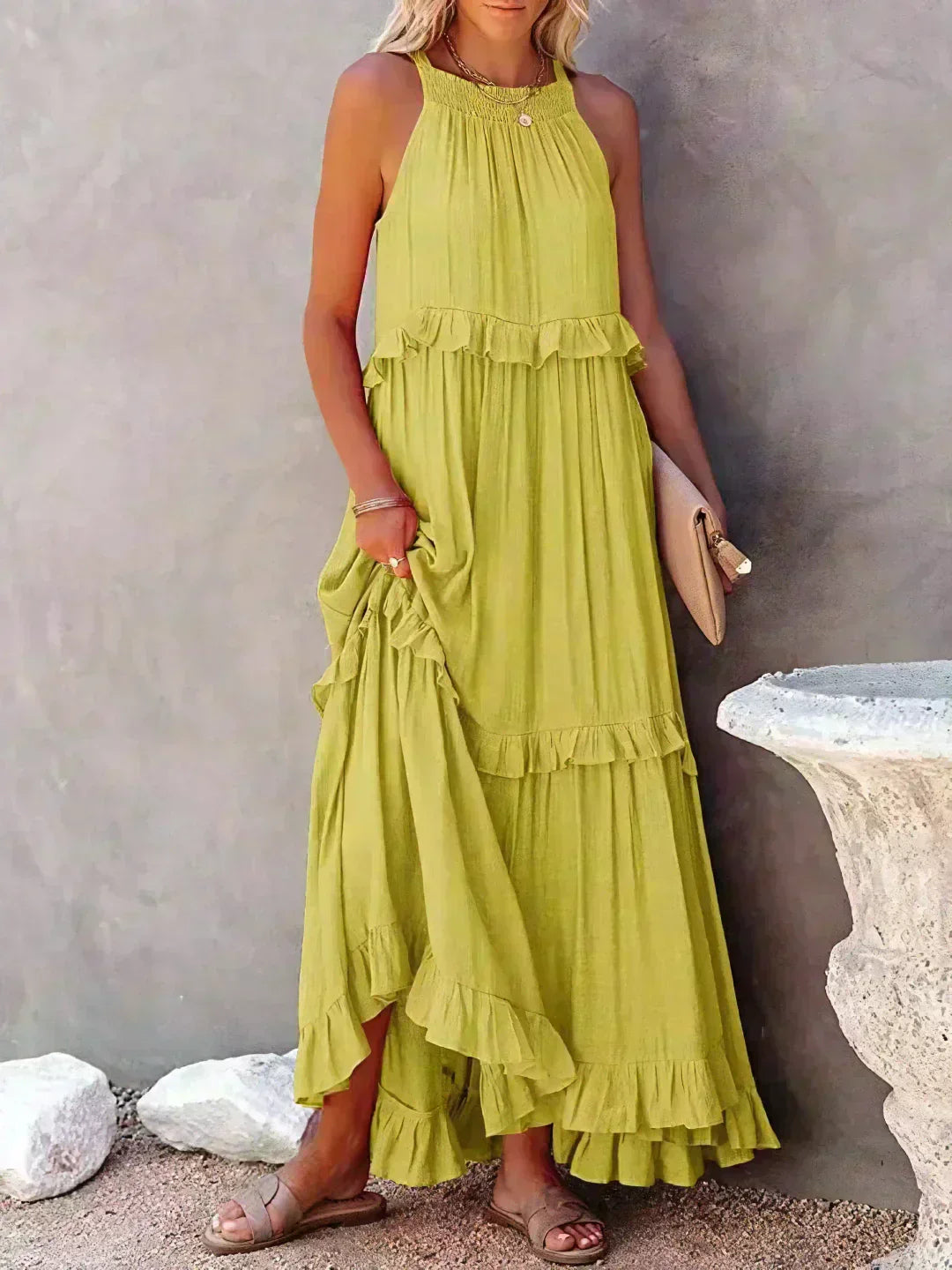 Orlavia | Women's Summer Maxi Dress with Ruffles Sleeveless