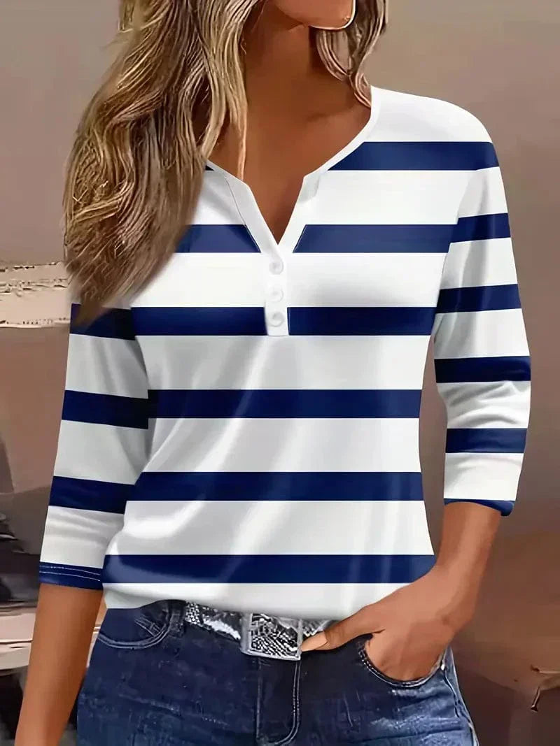Roséline | Top a righe da donna con scollo a V