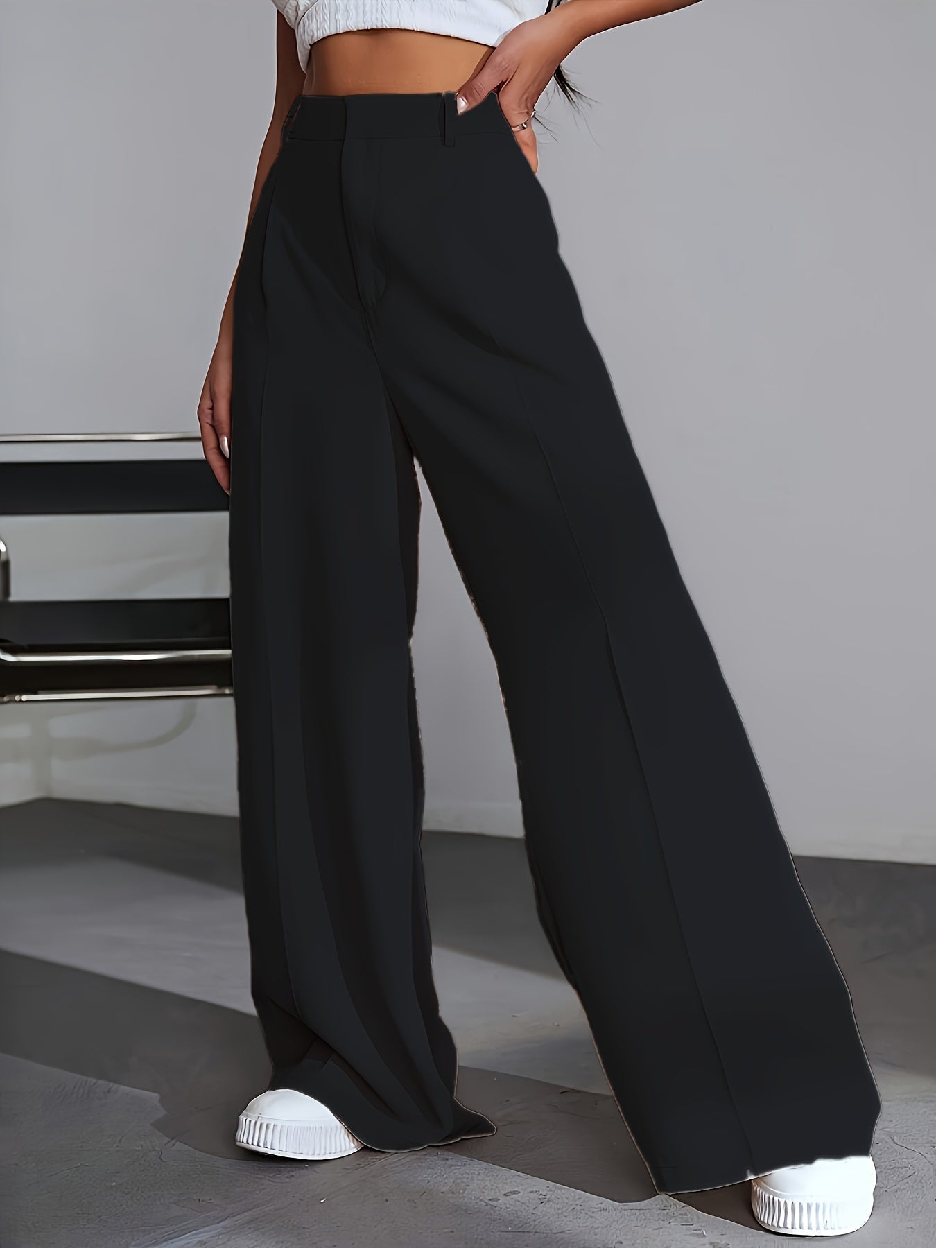 Calviera | Women's Elegant High-Waisted Wide-Leg Pants