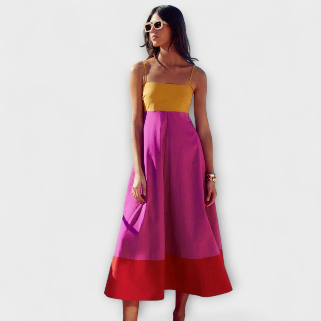 Valmira | Abito Estivo Midi Donna con Spalline Color Block