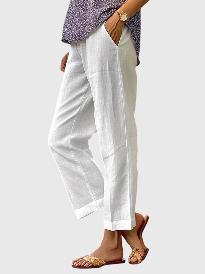 Liora | Pantaloni Estivi Casual da Donna in Lino a Gamba Dritta