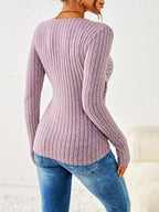 Selmira | Blusa Donna a Costine con Scollo a V Incrociato Casual