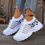 Lunévia | Sneakers casual da donna con accenti leopardati