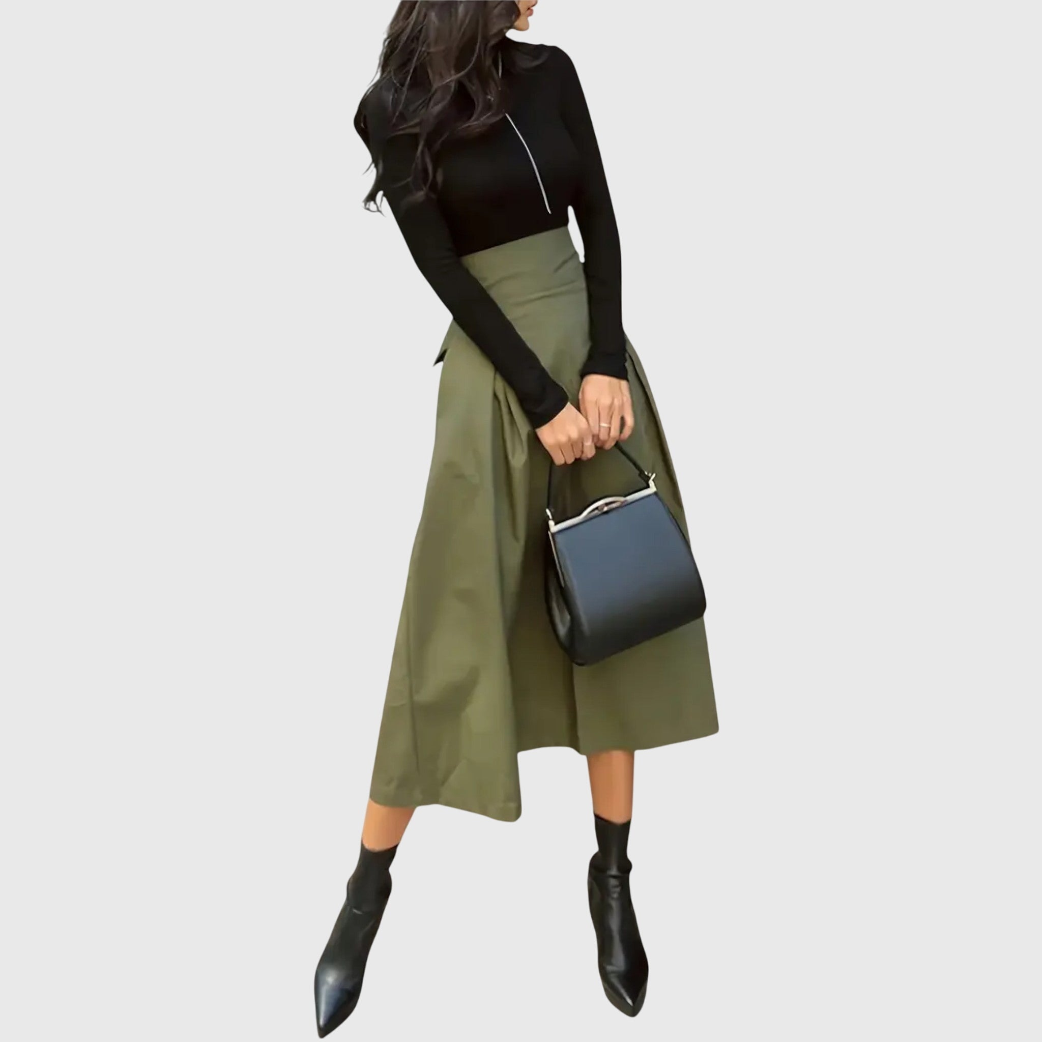 Olivienne | Gonna Midi A-Line da Donna con Laccio in Vita