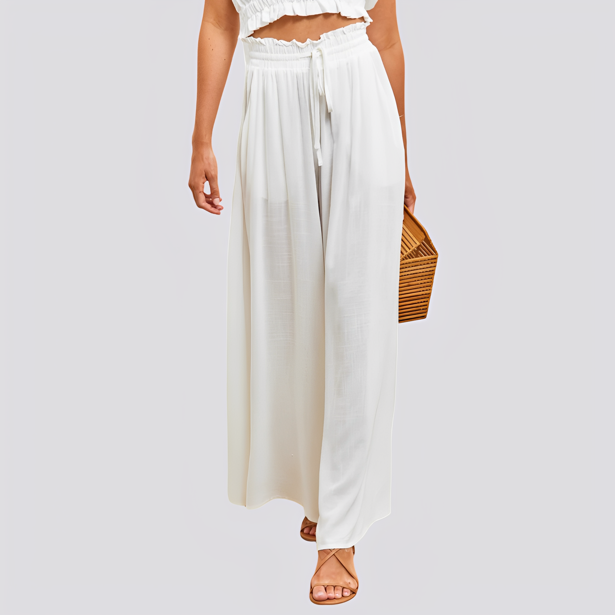 Nara | Women's Wide-Leg Pants with Elastic Waist