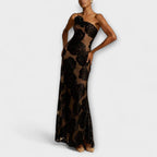 Salena | Abito Maxi Elegante Trasparente da Donna con Motivo Floreale
