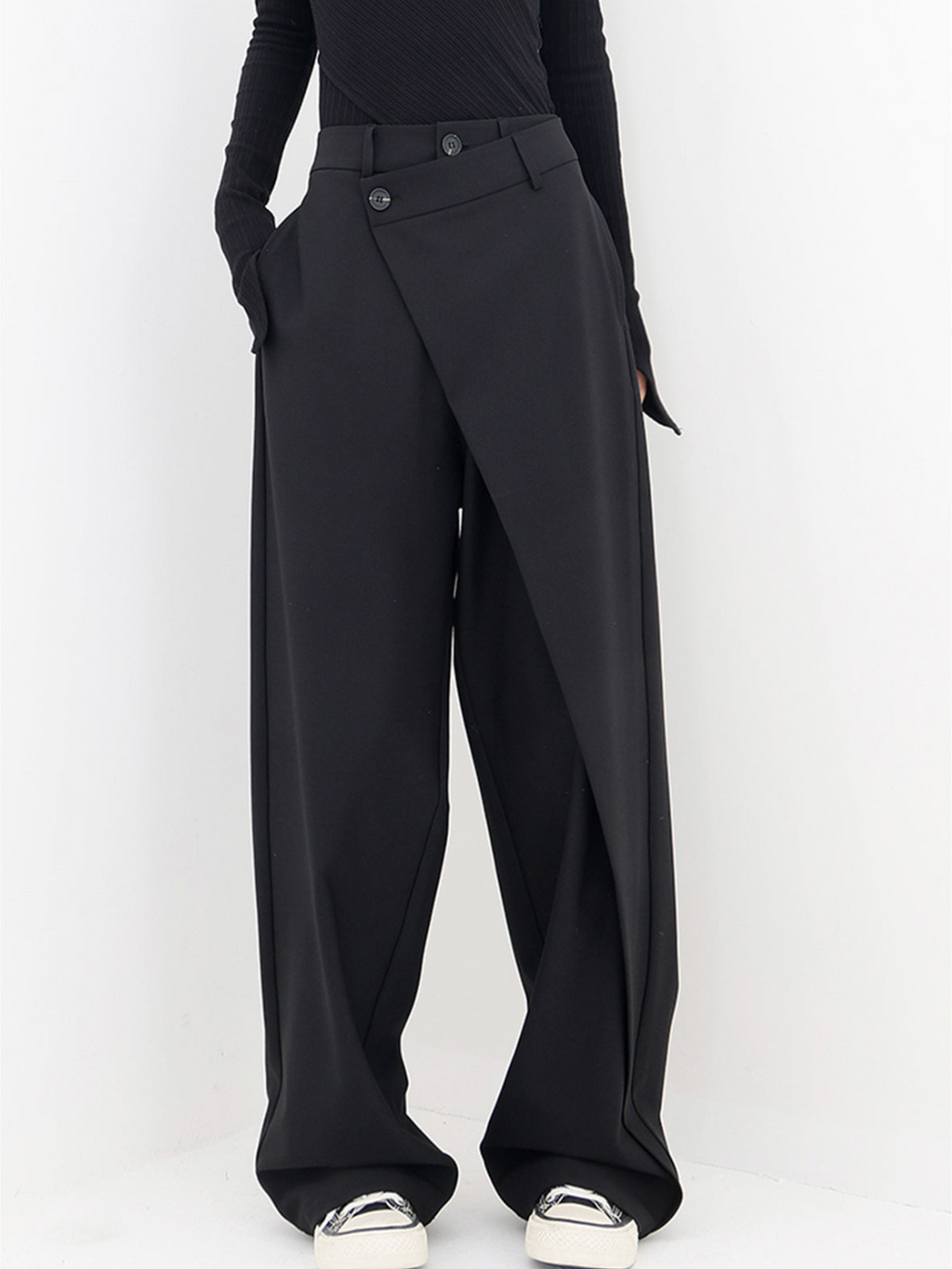 Zenvira | Pantaloni Baggy Donna a Vita Alta con Piega