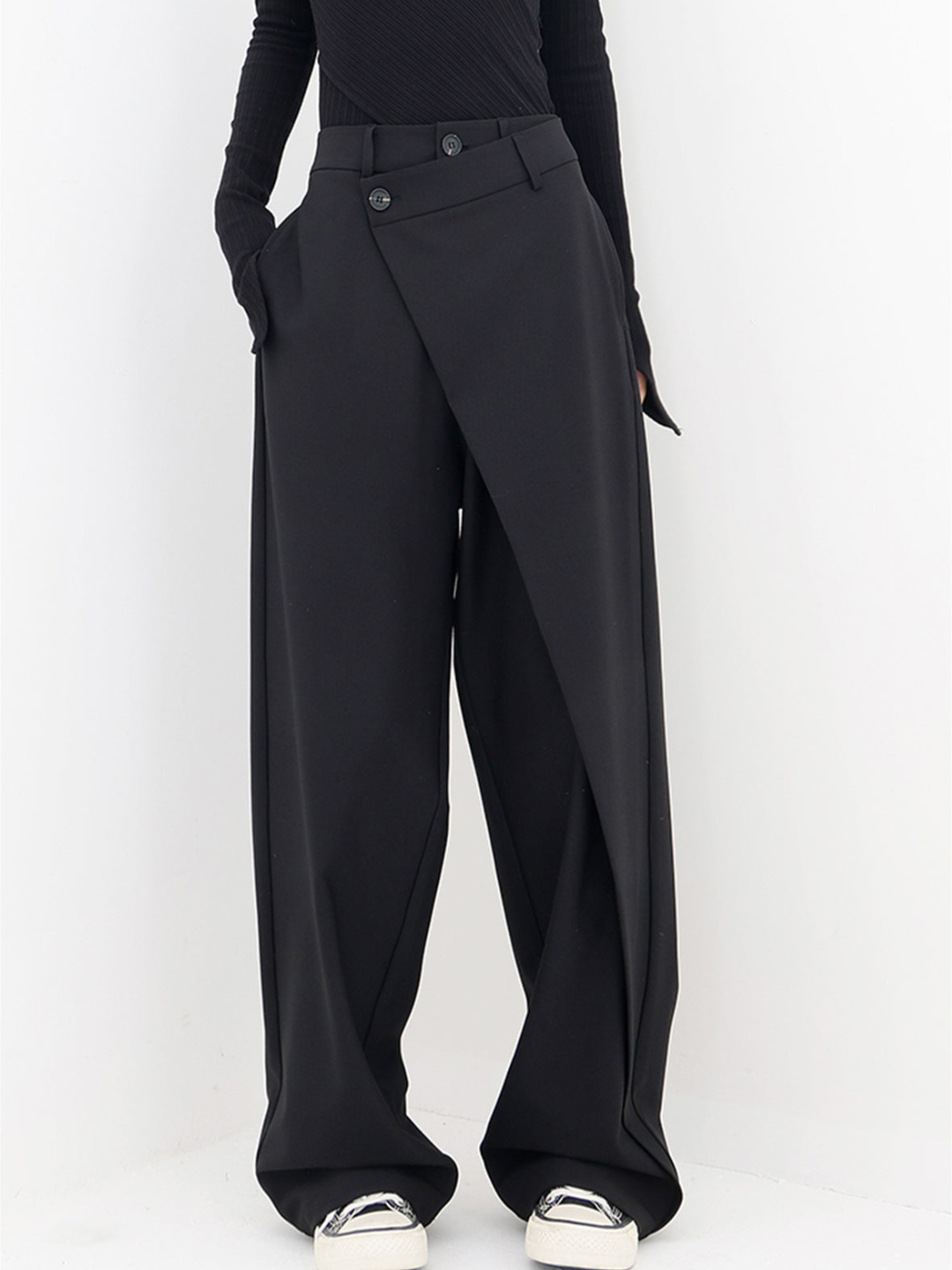Zenvira | Pantaloni Baggy Donna a Vita Alta con Piega