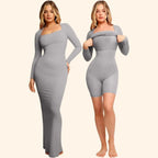 Peyton | Modelująca Sukienka Maxi Shapewear z Długim Rękawem