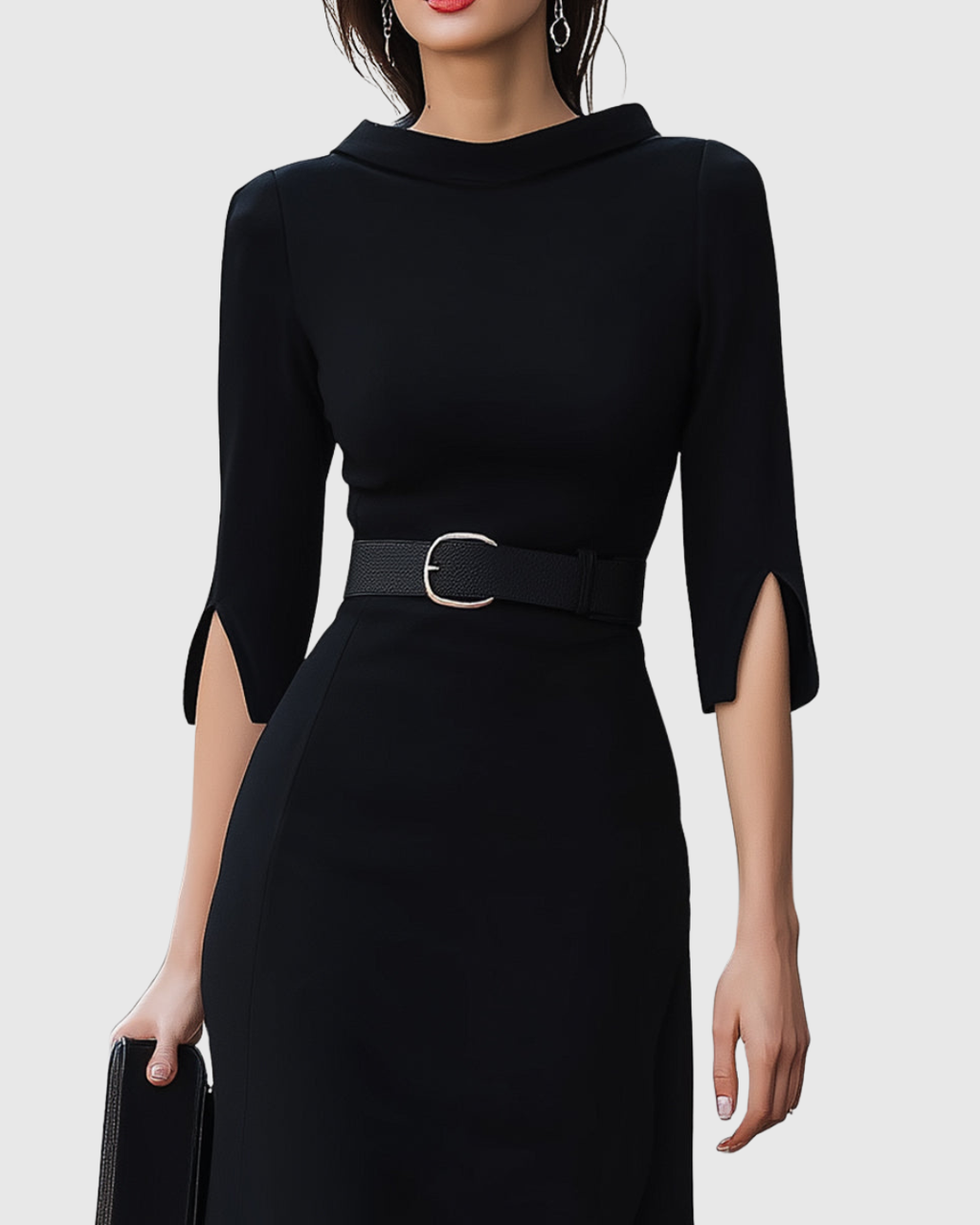 Caviera | Abito Midi Elegante da Donna con Cintura per l'Ufficio
