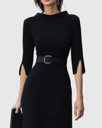 Caviera | Abito Midi Elegante da Donna con Cintura per l'Ufficio