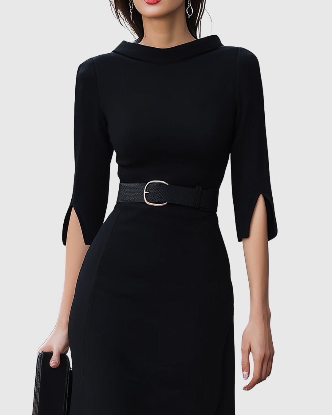 Caviera | Abito Midi Elegante da Donna con Cintura per l'Ufficio