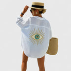 Nerina | Camicia estiva oversize da donna con stampa per la spiaggia