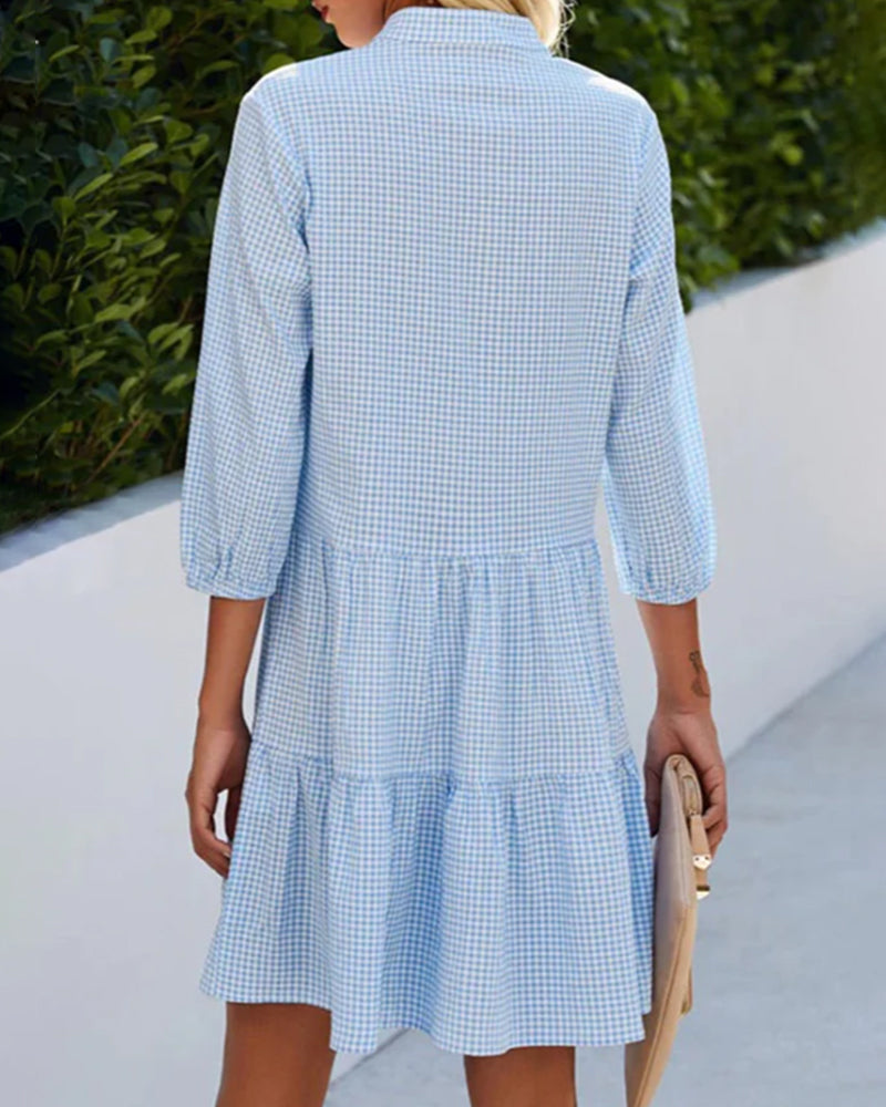 Luna | Abito Camicia Donna a Quadri con Bottoni Taglio Largo