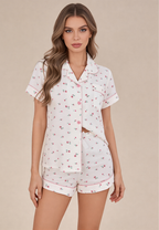 Roselle | Completo Estivo Donna Pigiama Camicia e Pantaloncini a Fiori