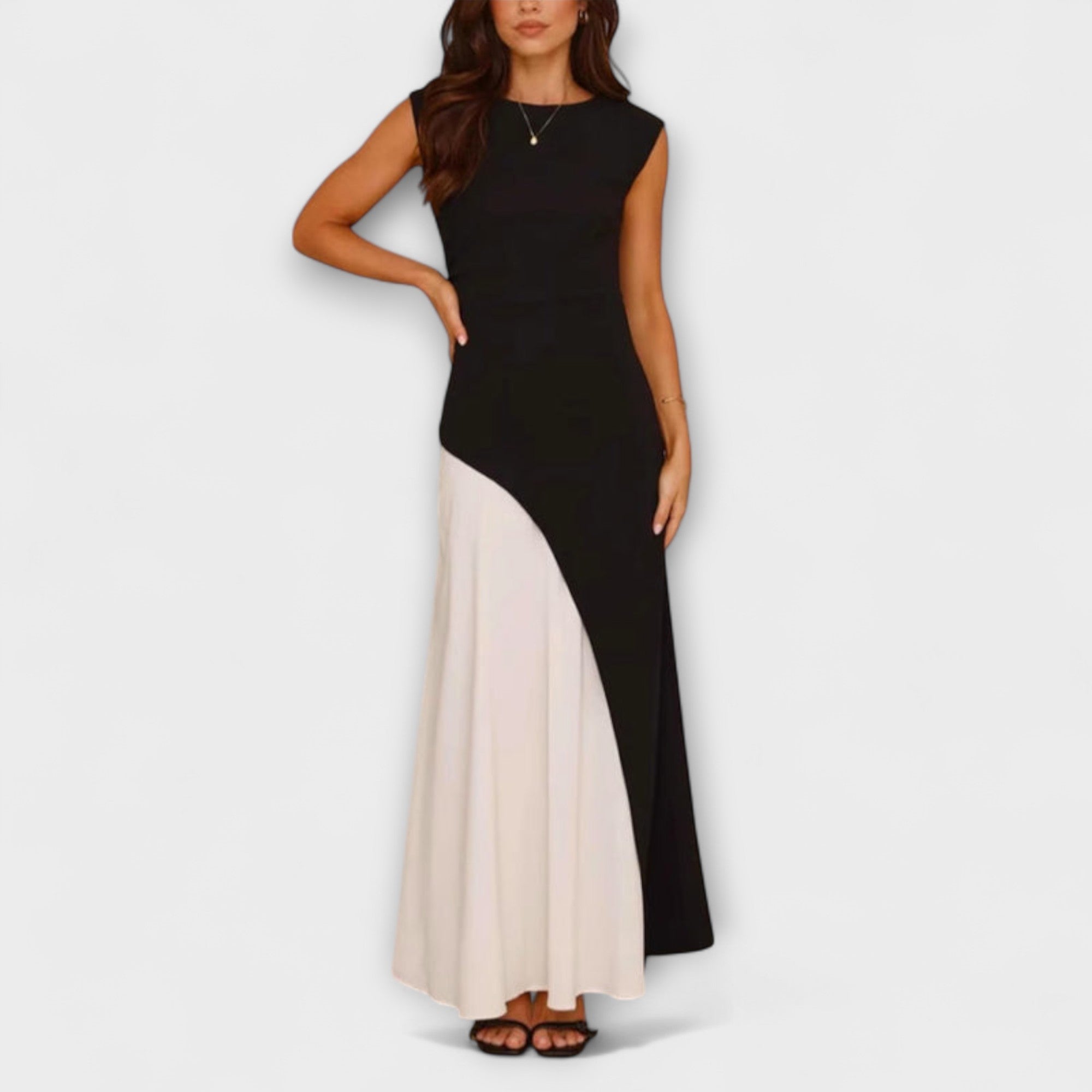 Noirella | Abito Maxi Monocromatico Donna Color Block