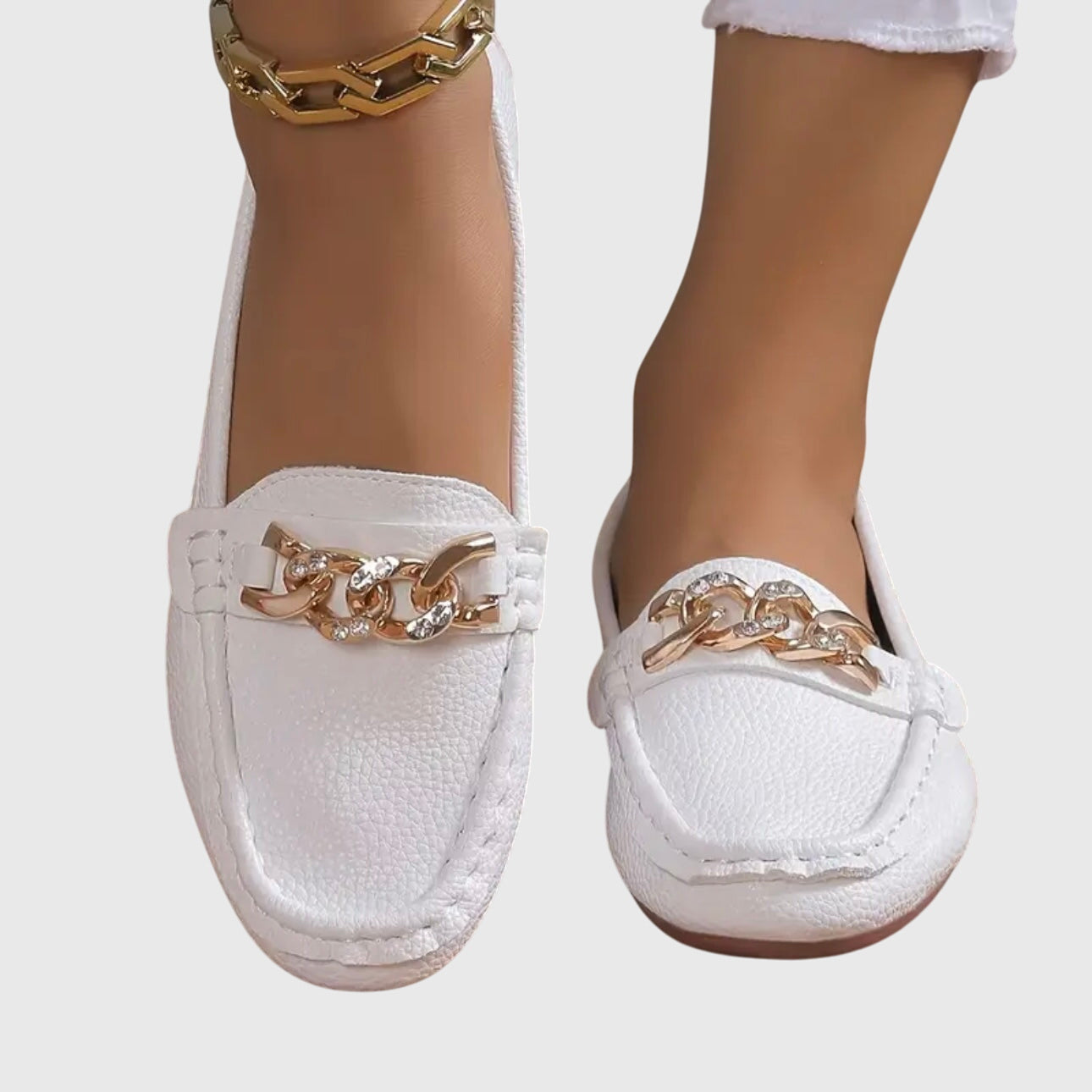Elvoria | Mocassini eleganti da donna slip-on con catena decorativa