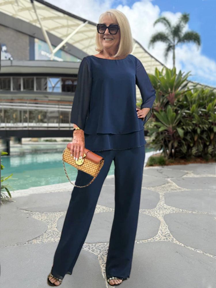 Jessica | Completo elegante da donna con pantaloni larghi e blusa ampia