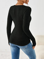 Selmira | Blusa Donna a Costine con Scollo a V Incrociato Casual