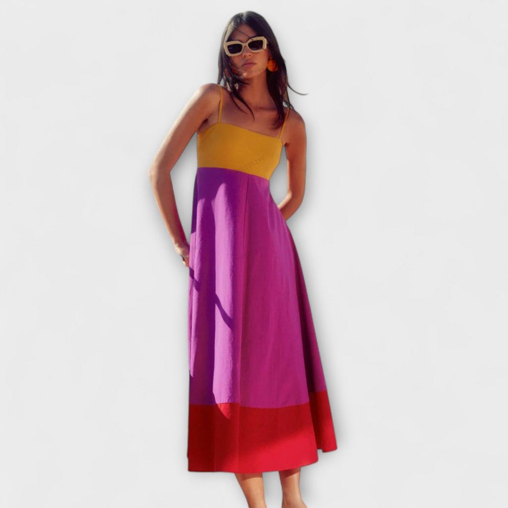 Valmira | Abito Estivo Midi Donna con Spalline Color Block