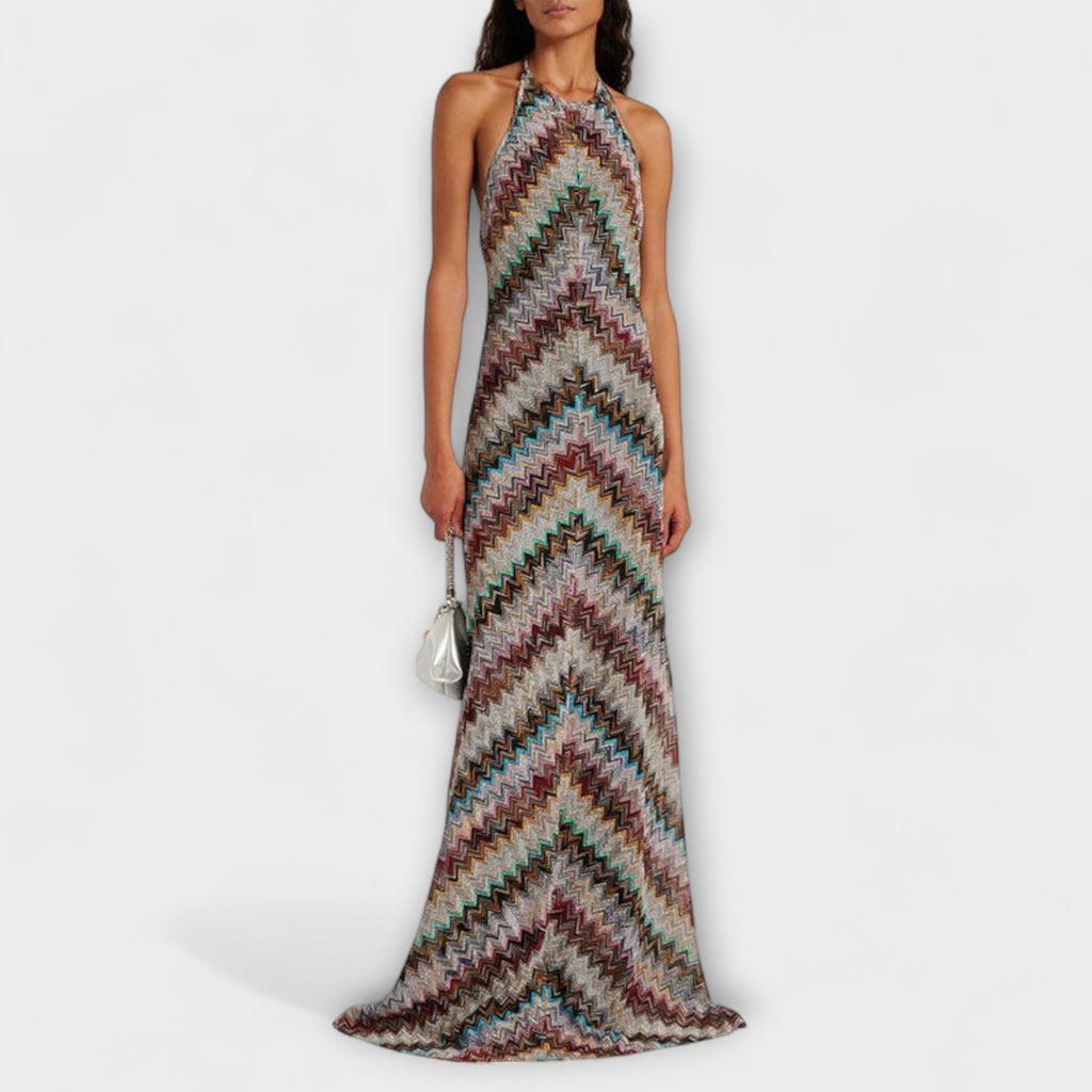 Dżesika | Abito Estivo Maxi Donna Halter a Chevron