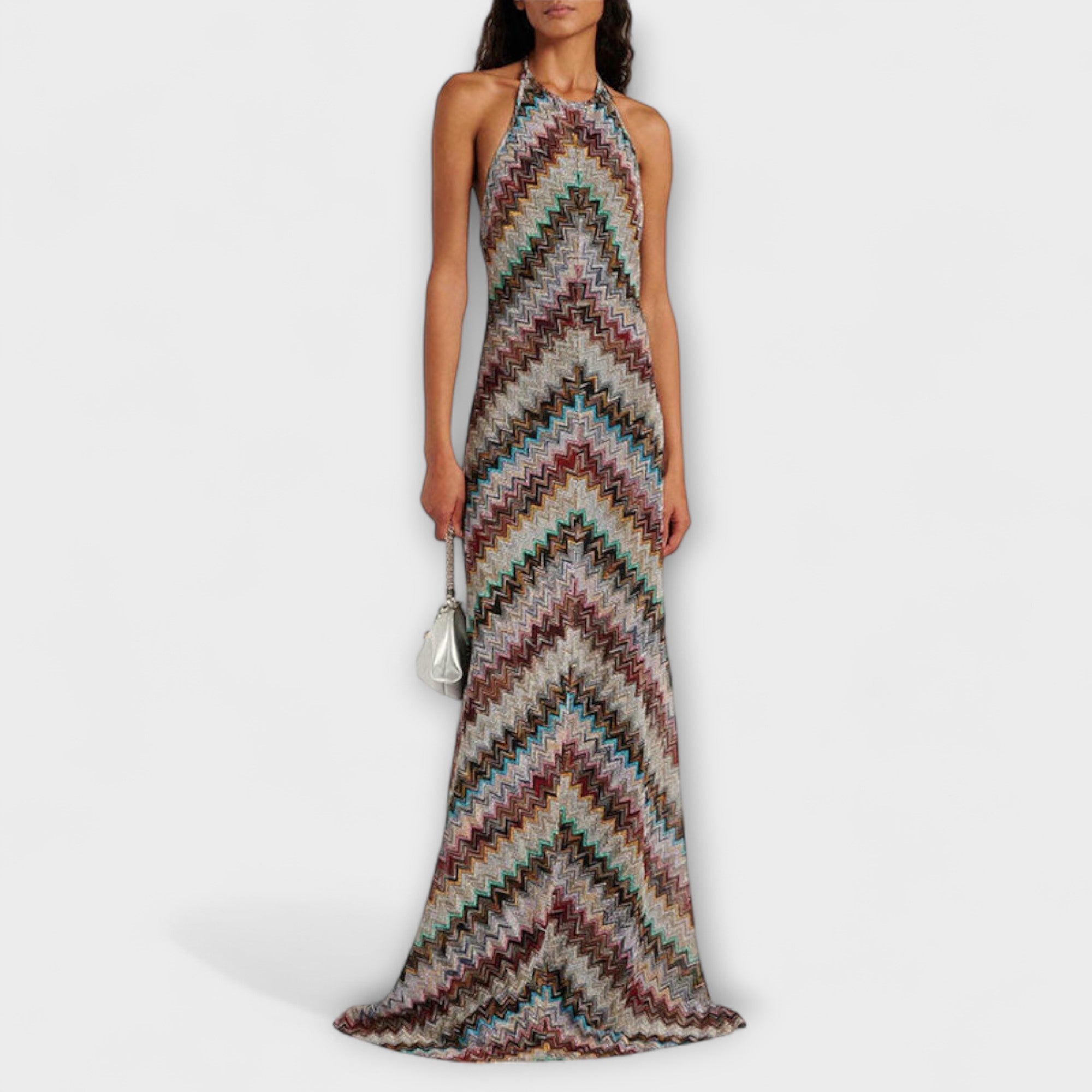 Dżesika | Abito Estivo Maxi Donna Halter a Chevron
