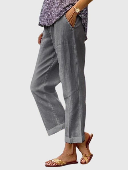Liora | Pantaloni Estivi Casual da Donna in Lino a Gamba Dritta