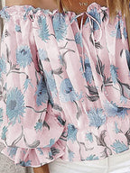 Floréa | Blusa estiva da donna con spalle scoperte, stampa floreale e maniche a sbuffo