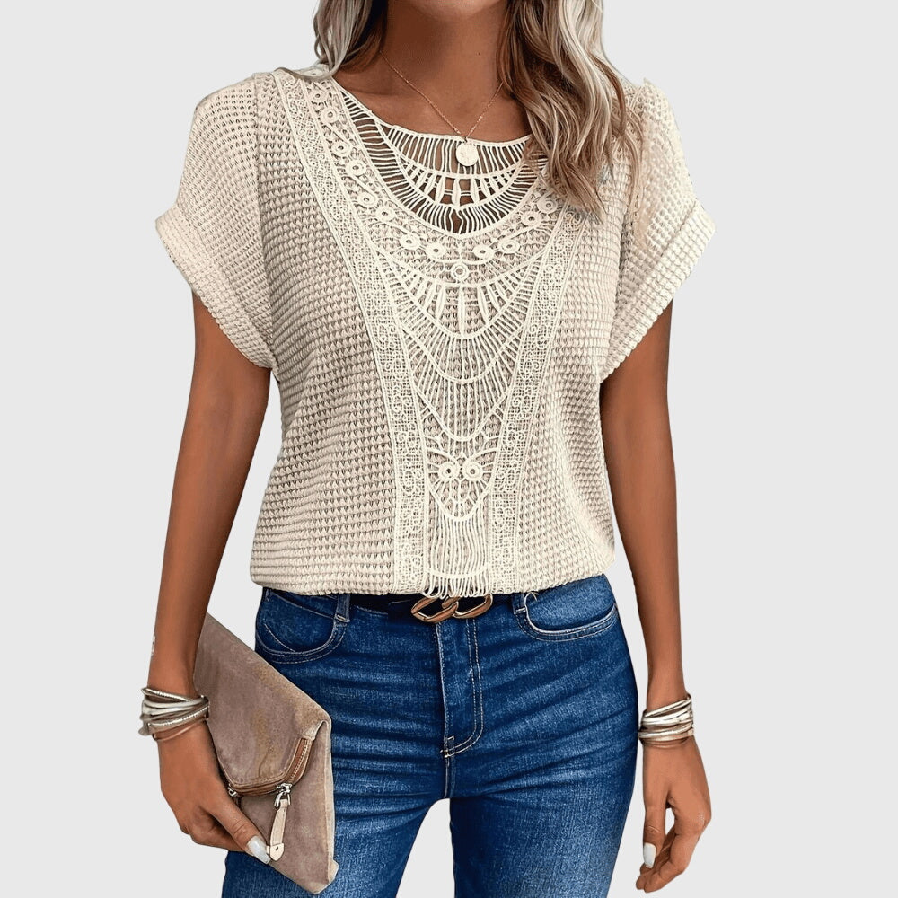 Calista | Blusa Estiva Donna Boho con Decorazione in Pizzo