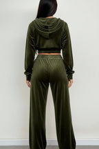 Rosalie | Completo donna in velluto con cappuccio e pantaloni larghi