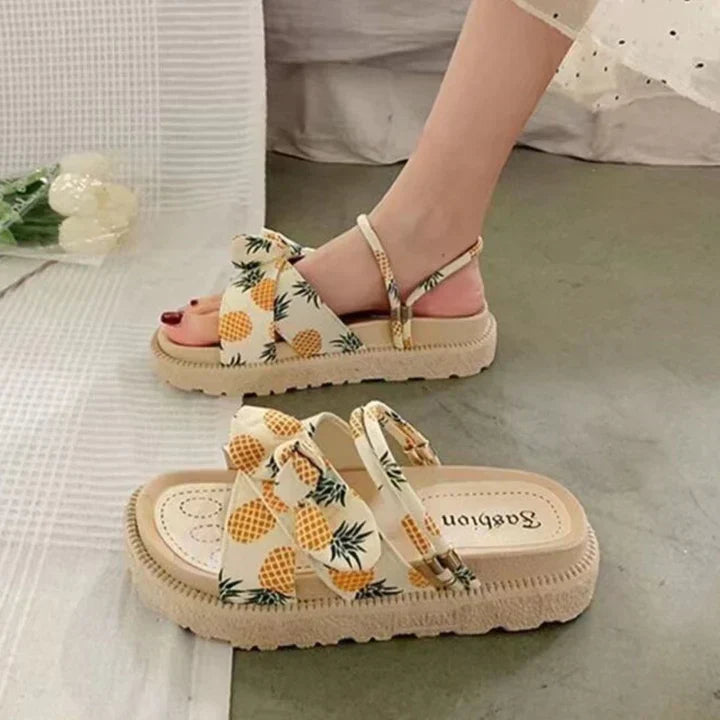 Seravie | Women's Flat Sandals with Bow Summer Casual