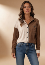 Norvella | Camicia Donna in Velluto a Coste Bicolore Casual