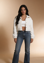 Lirena | Giacca corta da donna in pile con bottoni casual