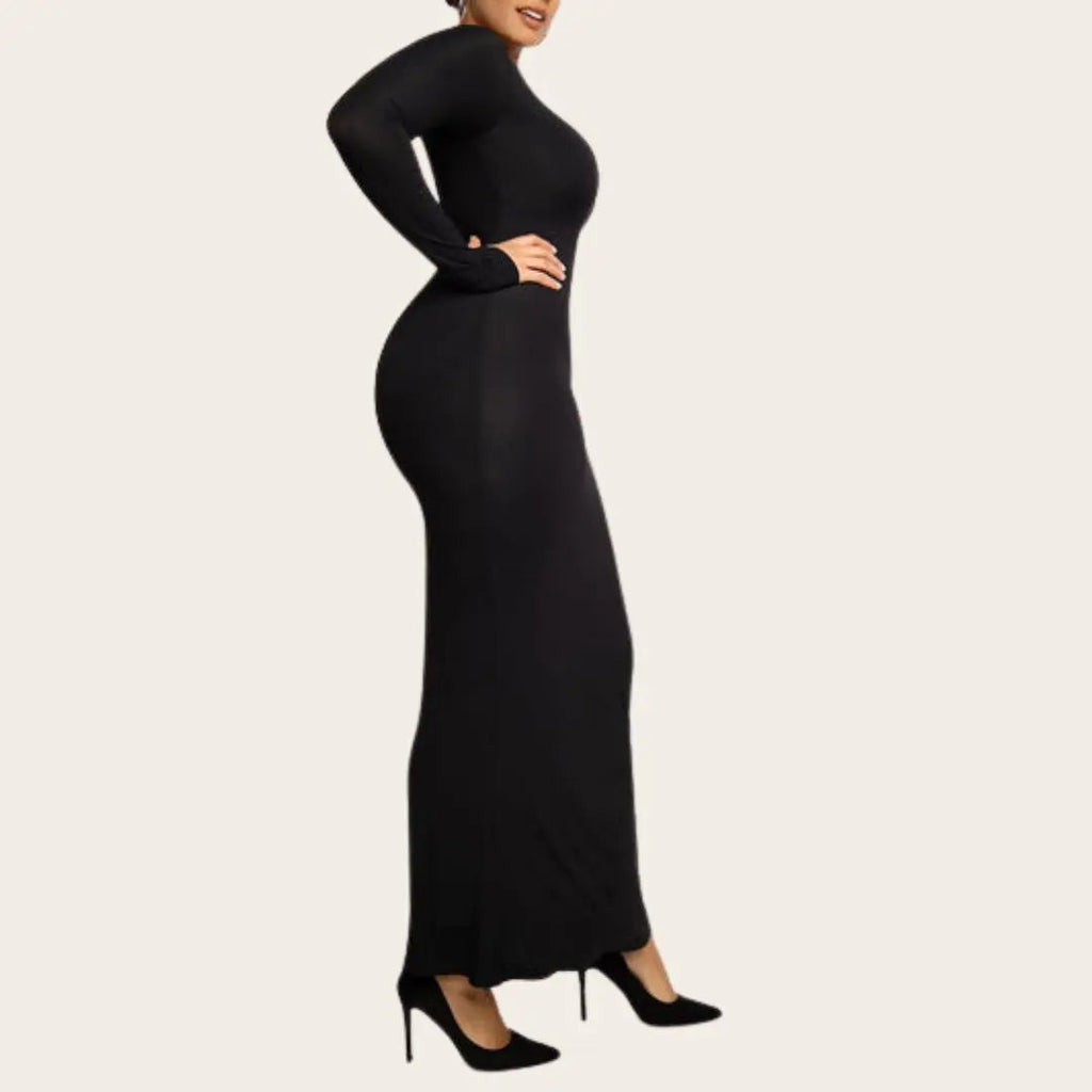 Peyton | Modelująca Sukienka Maxi Shapewear z Długim Rękawem