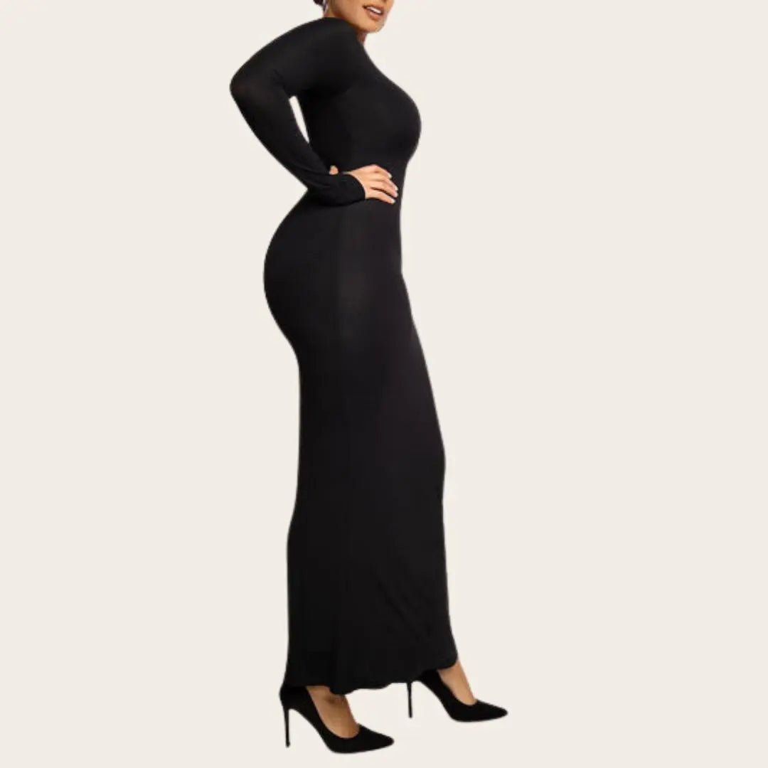Peyton | Modelująca Sukienka Maxi Shapewear z Długim Rękawem
