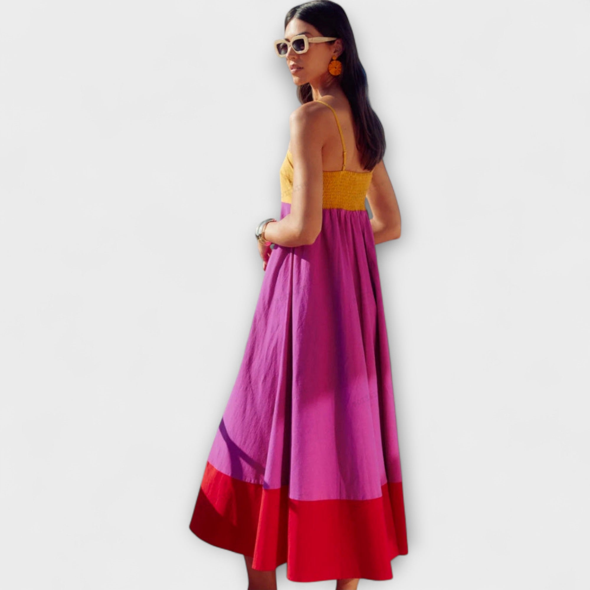 Valmira | Abito Estivo Midi Donna con Spalline Color Block
