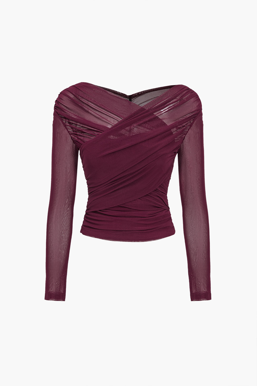 Sienna | Elegante camicetta con maniche trasparenti e arricciature
