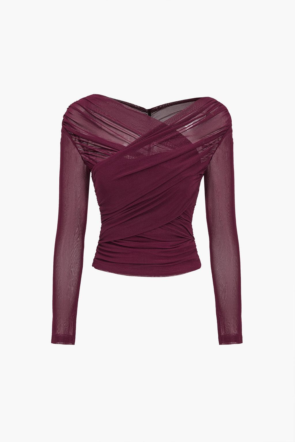 Zirelle | Top elegante da donna con arricciature e rete a manica lunga
