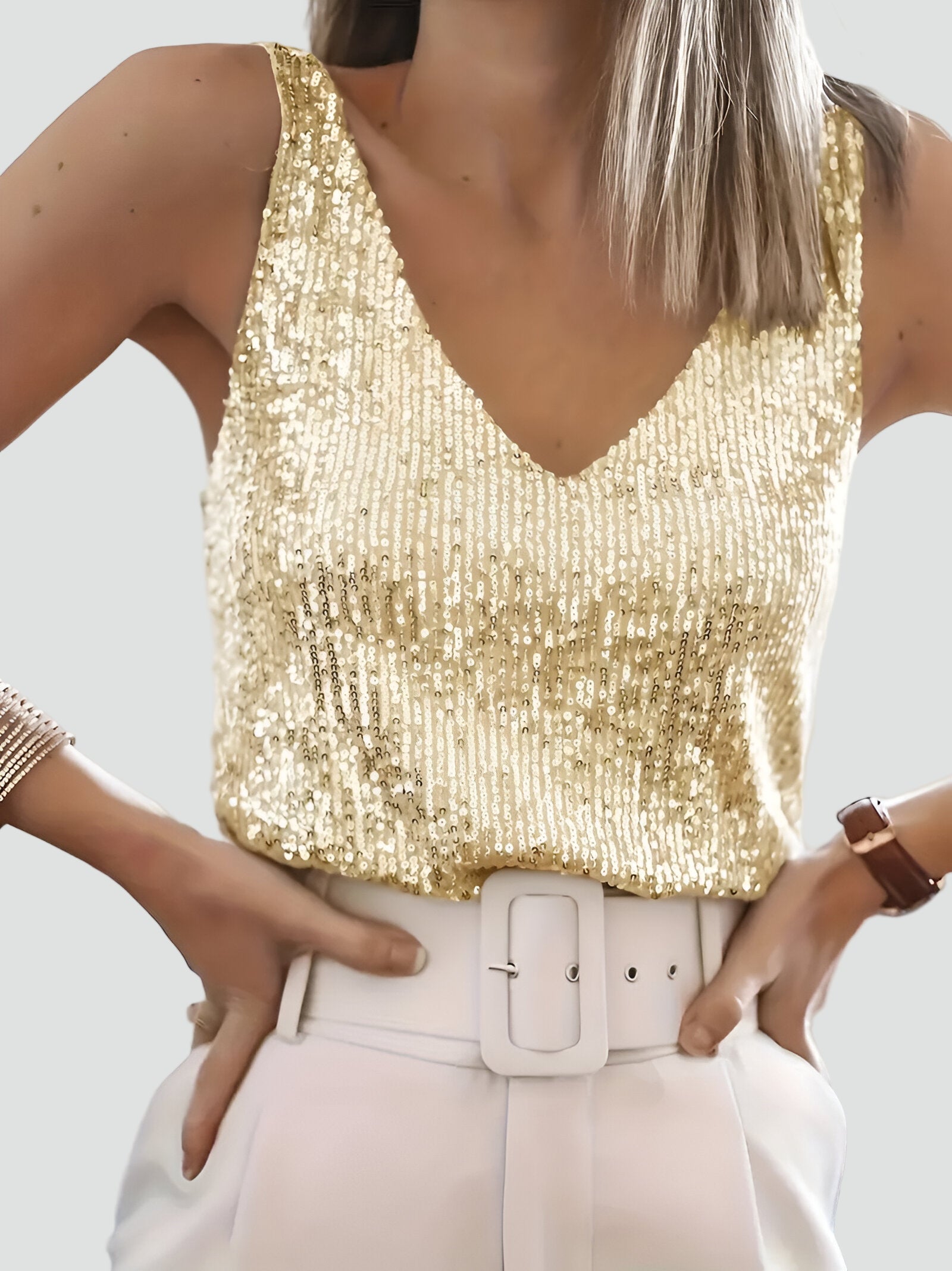 Averelle | Women's Elegant Evening Spaghetti Strap Top with Sequins