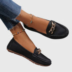 Elvoria | Mocassini eleganti da donna slip-on con catena decorativa